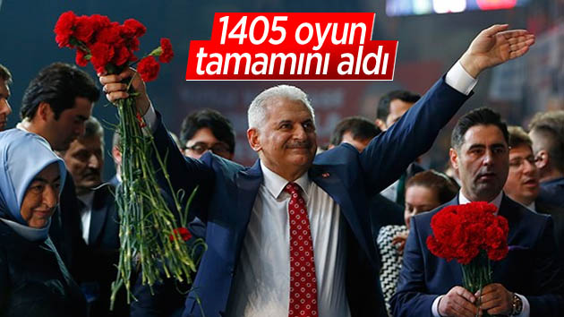 Binali Yıldırım 1405 oyun tamamını aldı