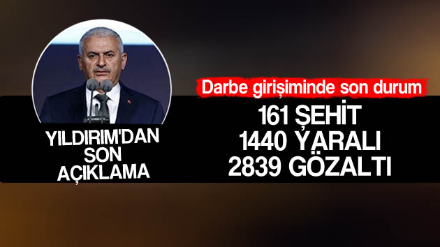 Darbe girişimindeki son durum! 161 şehit