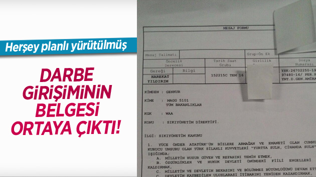 Darbe girişiminin belgesi ortaya çıktı