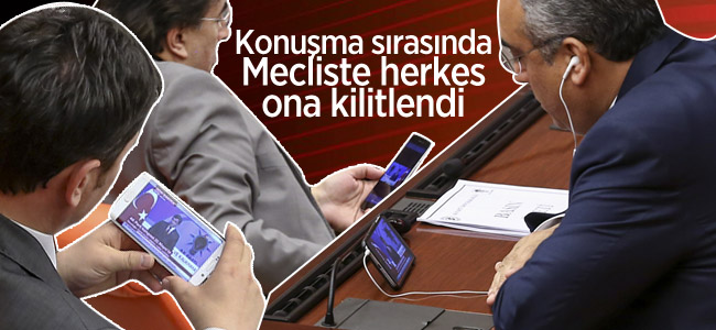 Davutoğlu konuşurken Meclisteki herkes ona kilitlendi