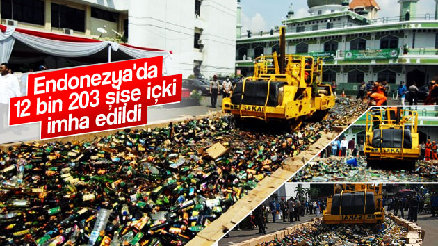 Endonezya’da 12 bin 203 şişe içki imha edildi