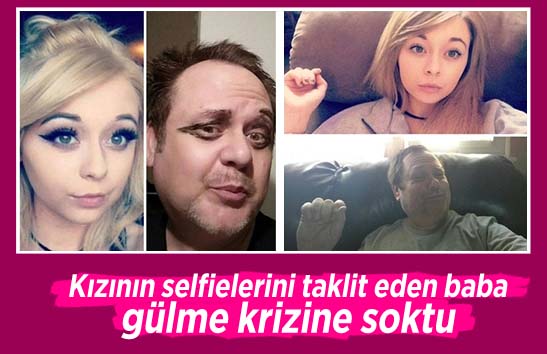 Kızının selfielerini taklit eden baba gülme krizine soktu